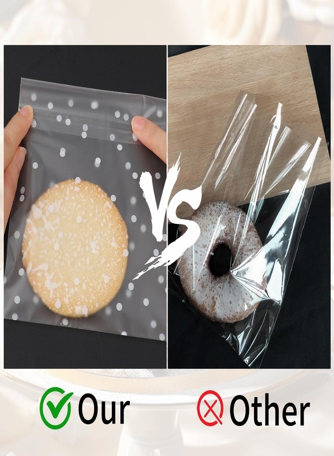 Motroce 416PCS Self Adhesive Candy Cookie Bags Set, 200 Matte Semi Transparent White Polka Dot Cellophane Treat Bags with 216 Thank You Stickers for Bakery Biscuit Chocolate Snacks Dessert(5.5x5.5 Inches) - Image 4
